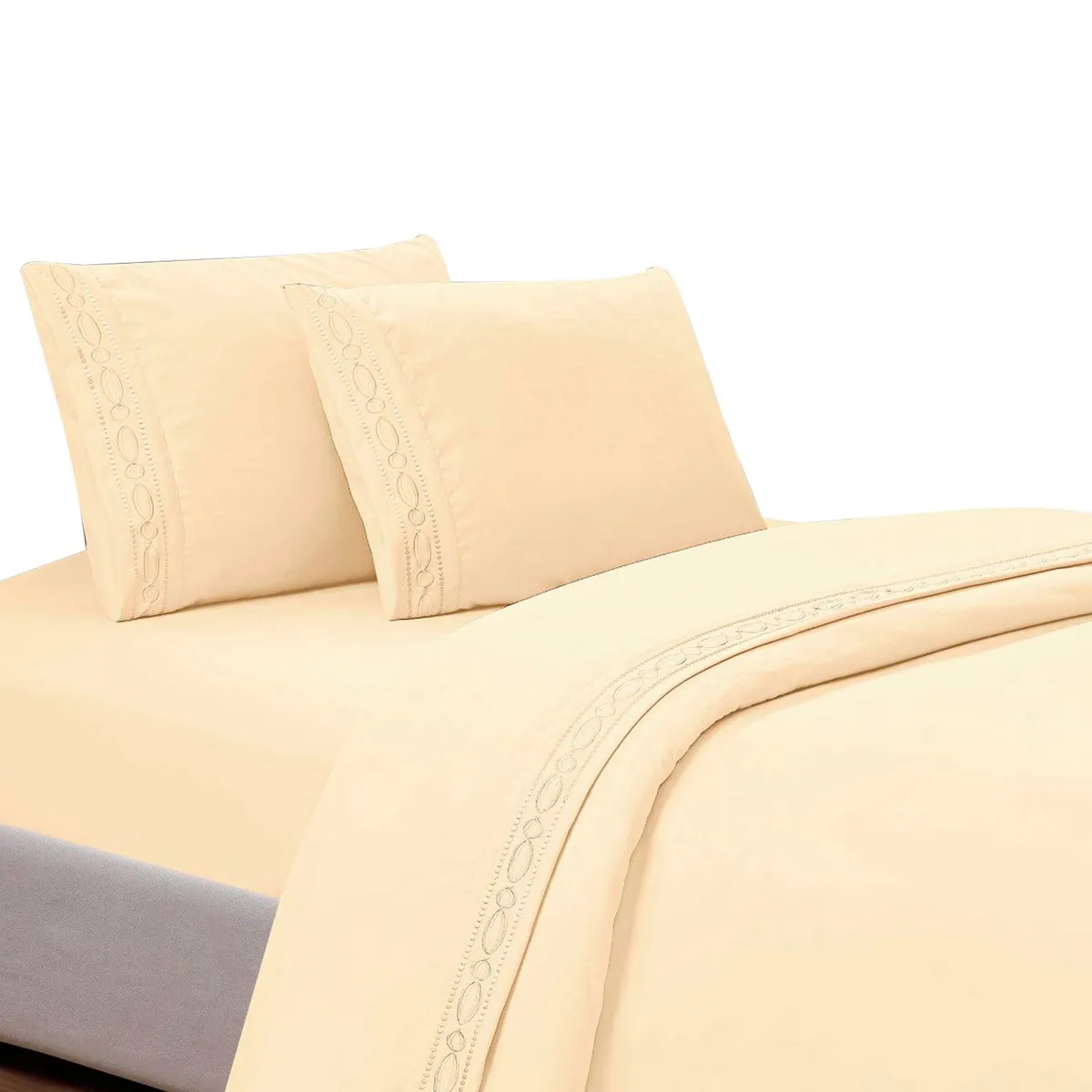 CASATEX - Juego de Sábanas Bordada 2plz - CREMA