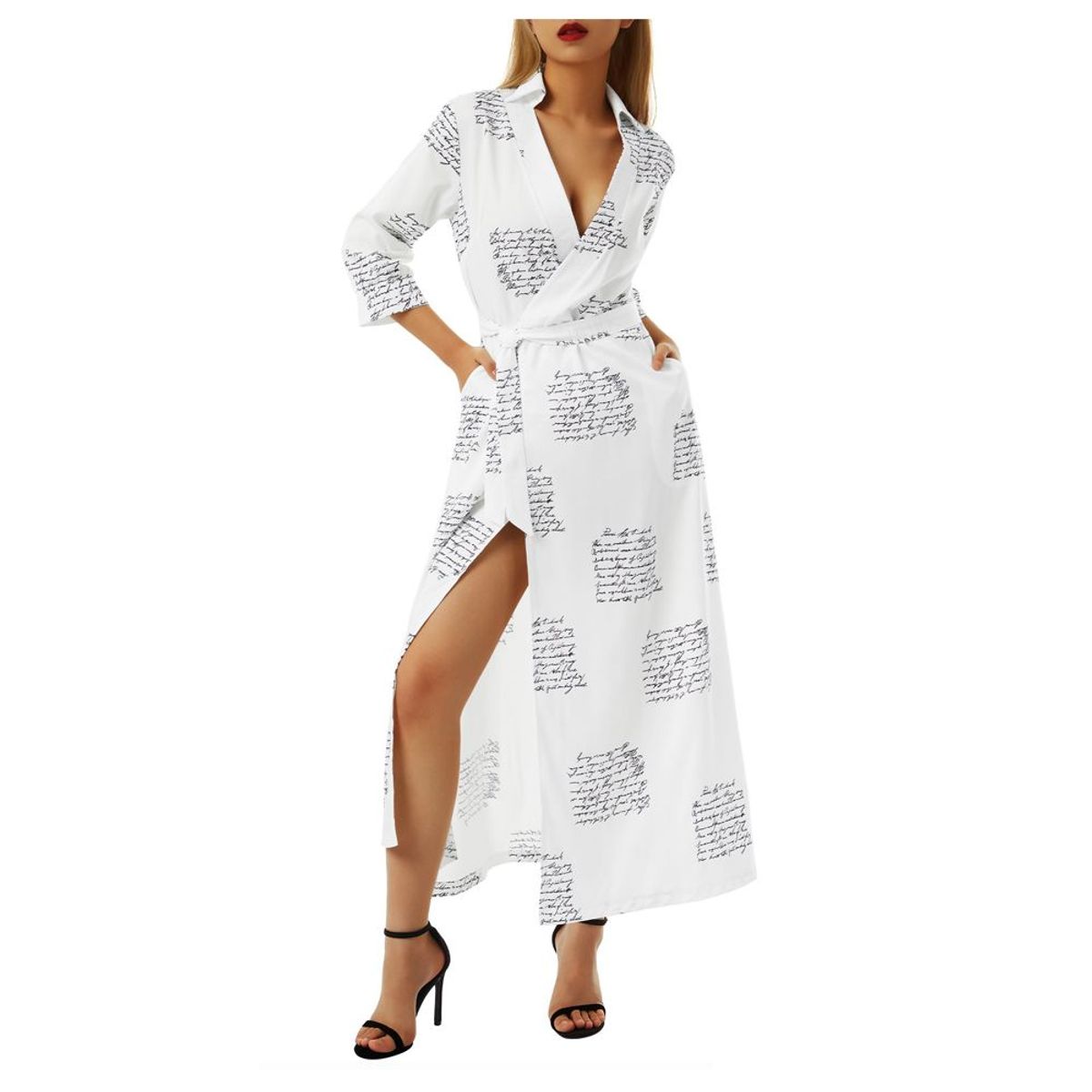 RINODERINA - Vestido Blanco Largo Casual Playa Moda Mujer