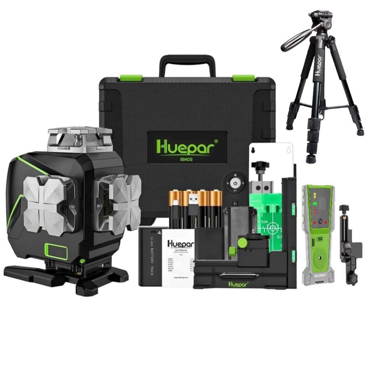 HUEPAR - Combo Completo  Nivel láser verde Huepar s04cg 16 líneas (2024)