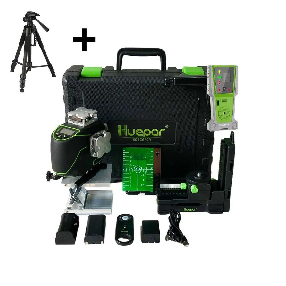 HUEPAR - Combo Completo  Nivel láser verde Huepar s04cg 16 líneas (LCD)