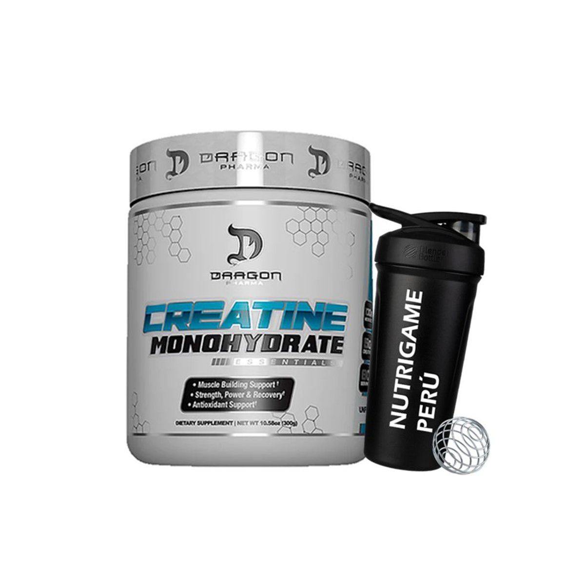 DRAG PHARMA - Creatina Monohidratada Dragon Pharma 300gr  + Shaker - Tienda Fisica