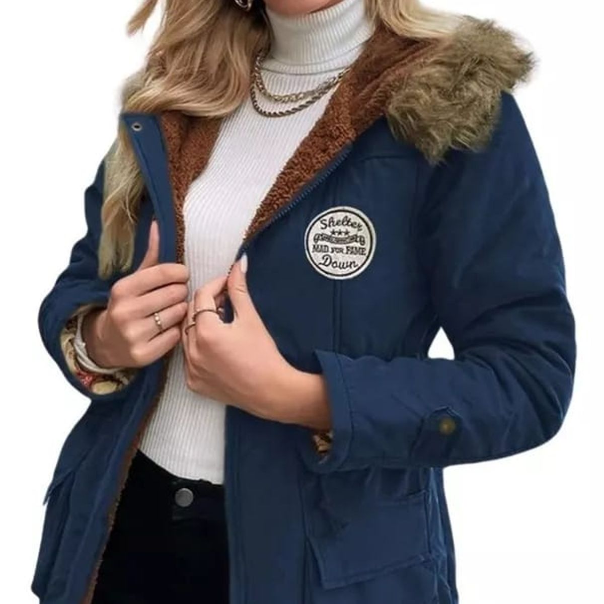 GENERICO - Parka Army Coreana Dama Color Azul Acero