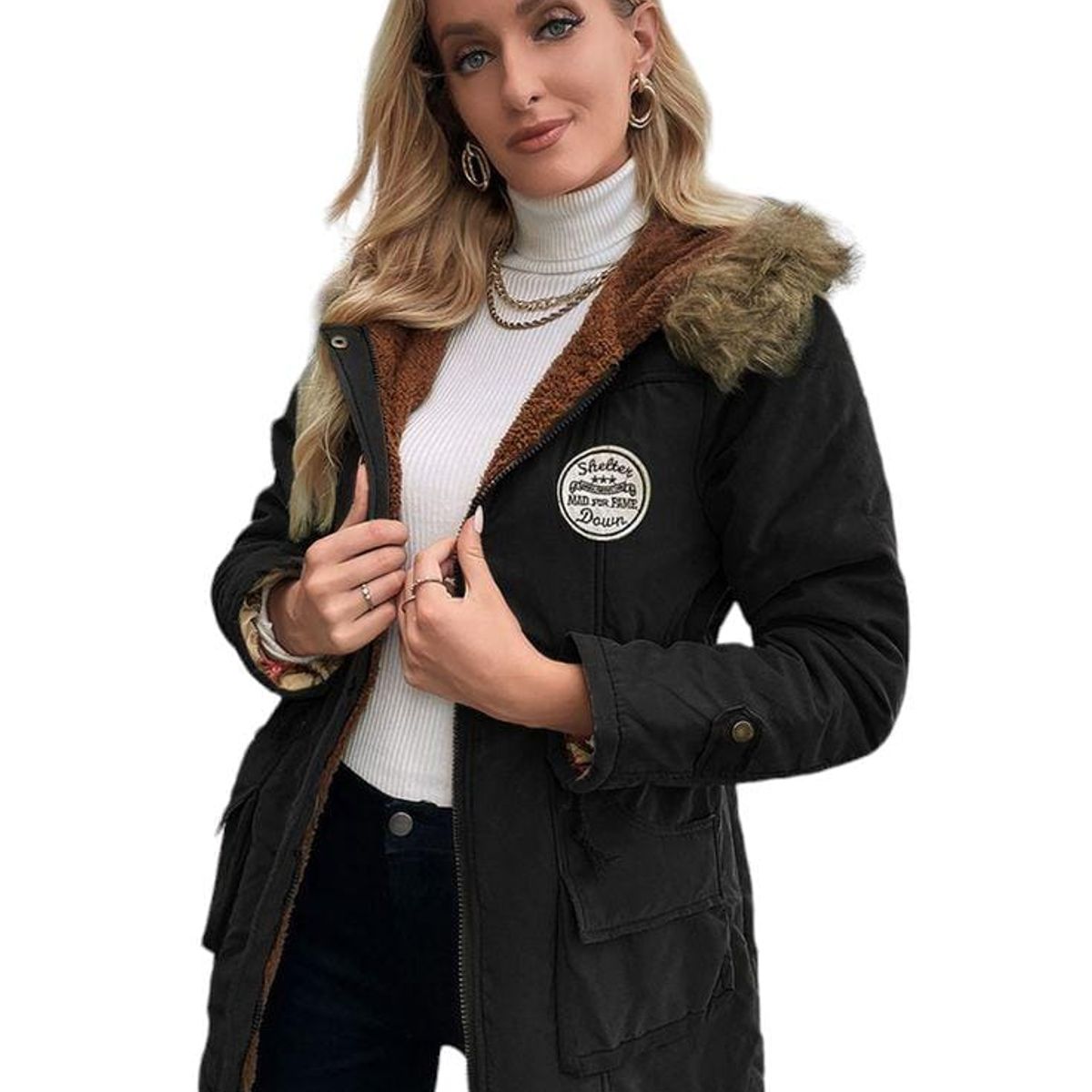 GENERICO - Parka Army Coreana Dama Color Negro