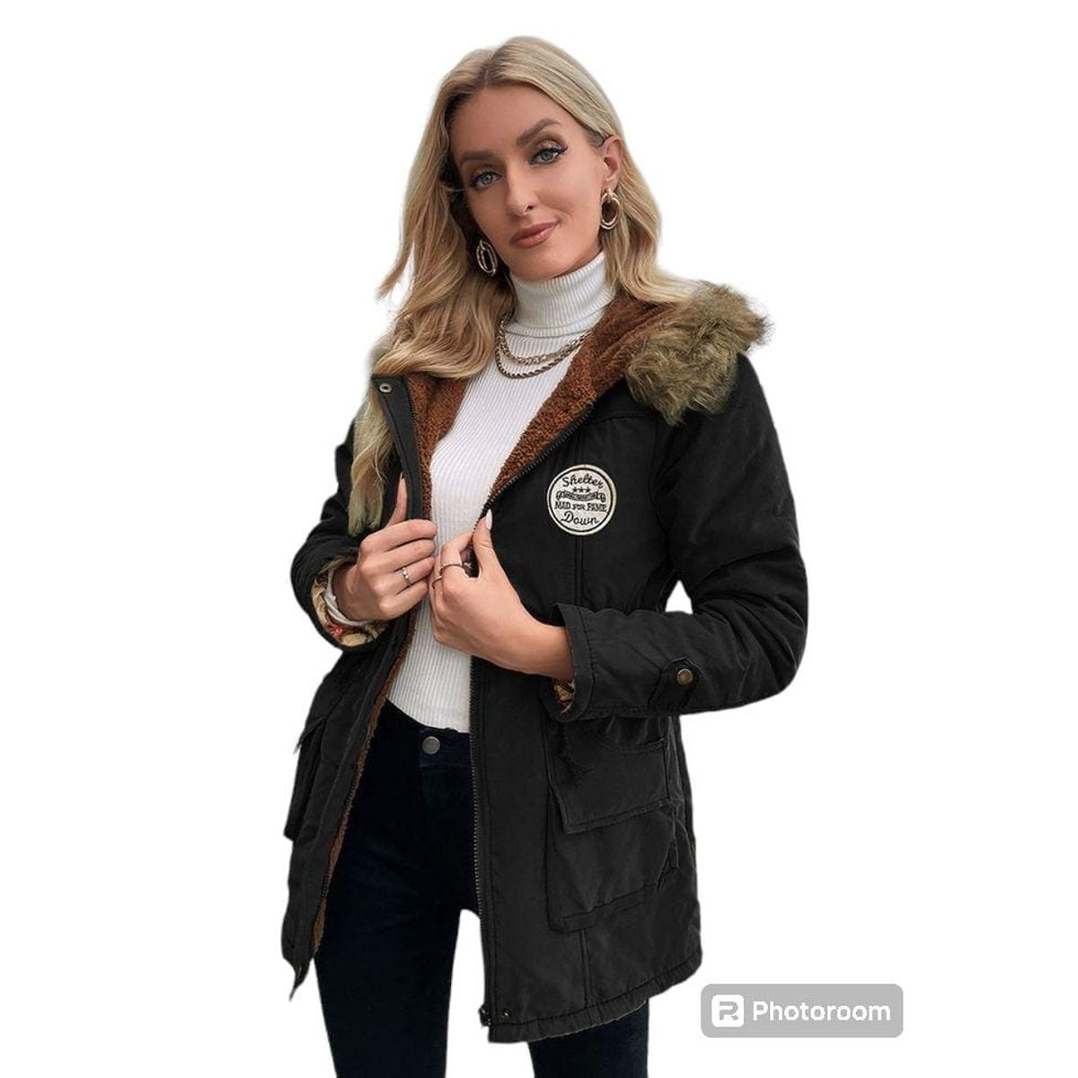 GENERICO - Parka Army Coreana Dama Color Negro