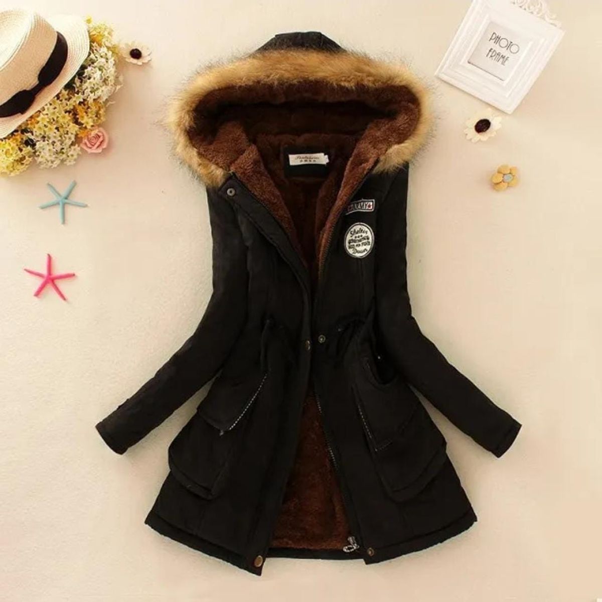 GENERICO - Parka Army Coreana Dama Color Negro