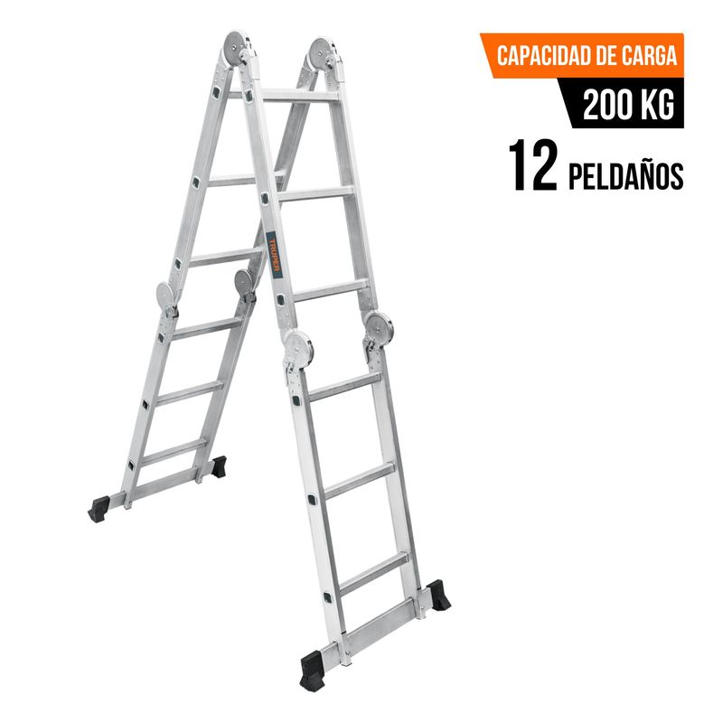 TRUPER - Escalera multiposición 12 peldaños soporta 200Kg Truper