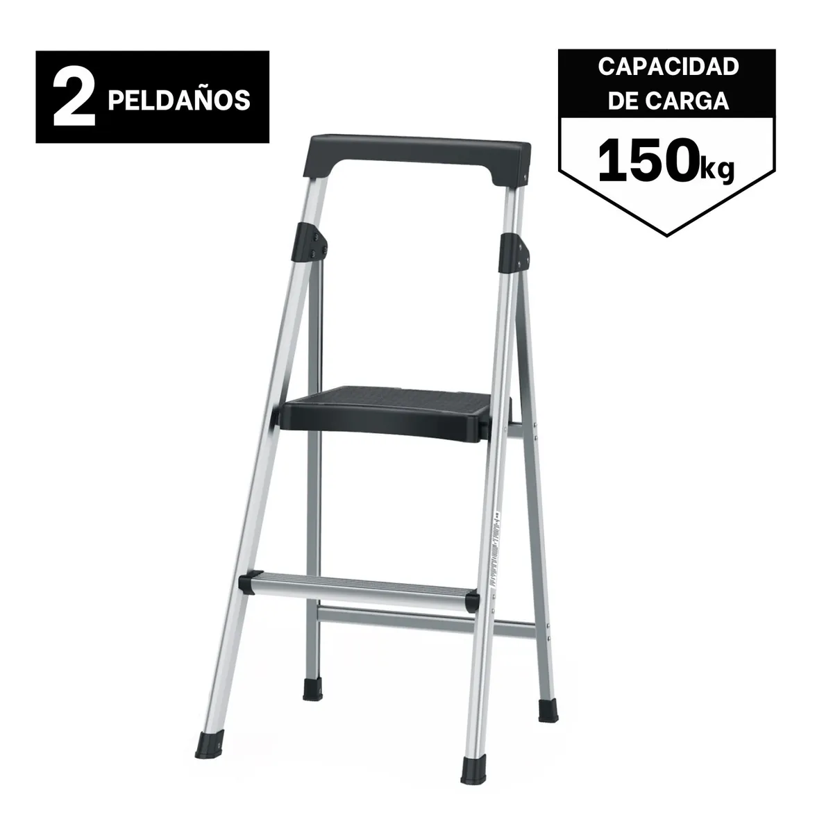 TRUPER - Escalera tubular plegable 2 peldaños de aluminio Truper