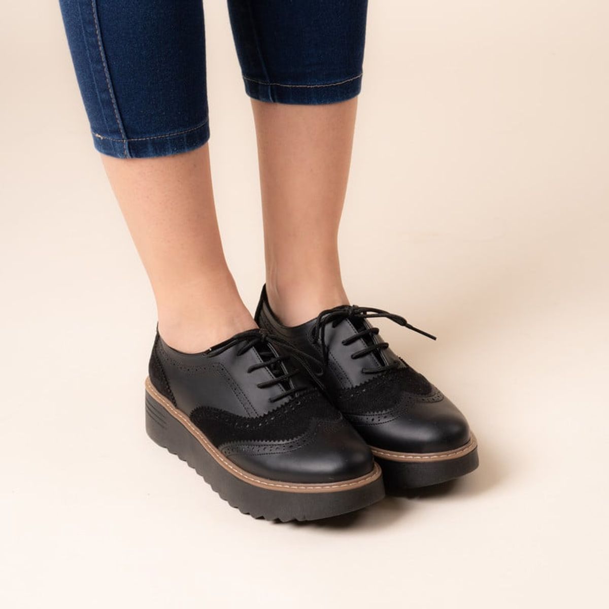 KAWKI - ZAPATOS DE MUJER OXFORD VALENTIA NEGRO