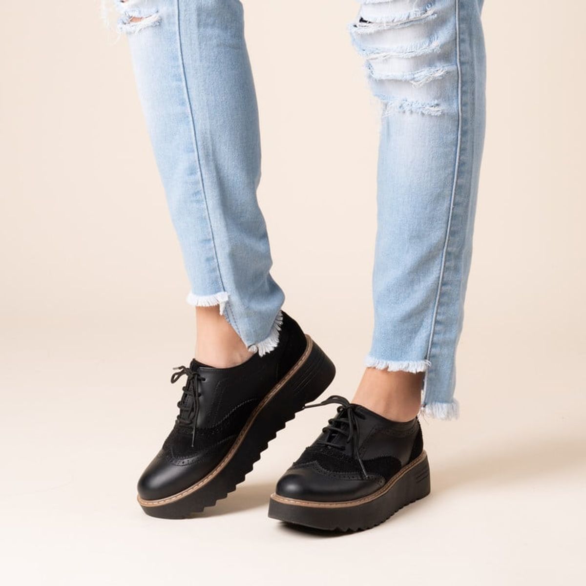 KAWKI - ZAPATOS DE MUJER OXFORD VALENTIA NEGRO