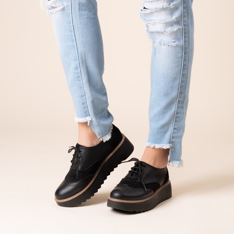 KAWKI - ZAPATOS DE MUJER OXFORD VALENTIA NEGRO