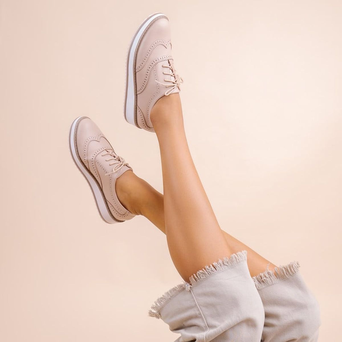 KAWKI - ZAPATOS DE MUJER OXFORD EJECUTIVA BEIGE