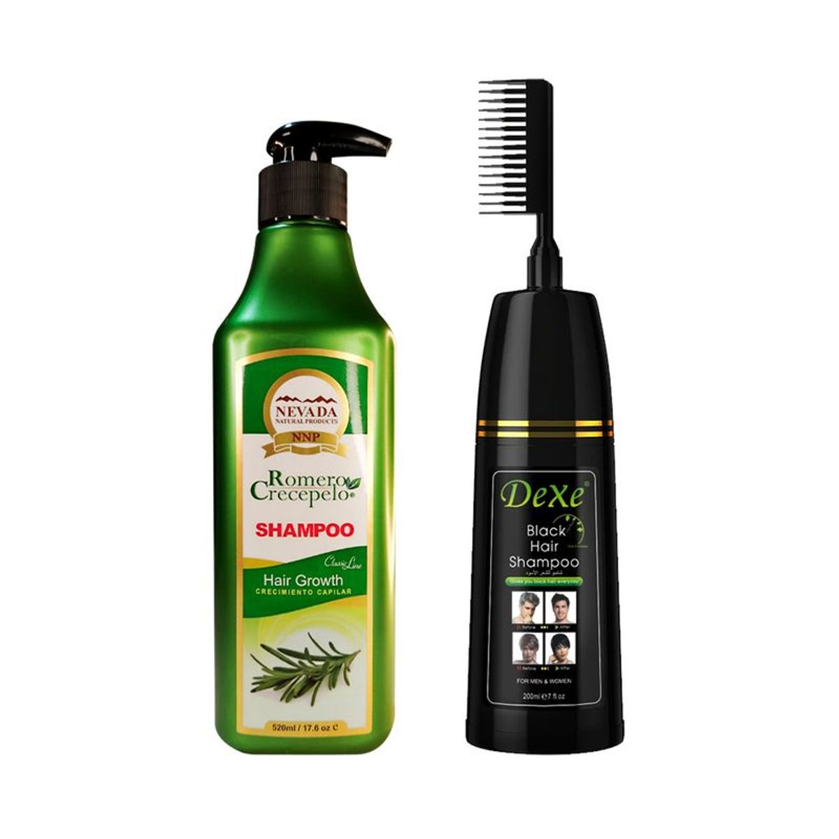 NEVADA NATURAL PRODUCTS - Shampoo Cubre Canas con Peine + Shampoo Romero Crecepelo 520ml
