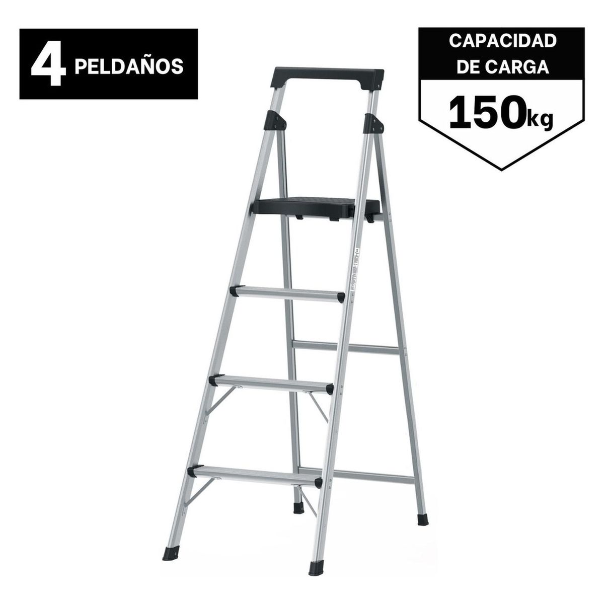 TRUPER - Escalera tubular plegable 4 peldaños de aluminio Truper