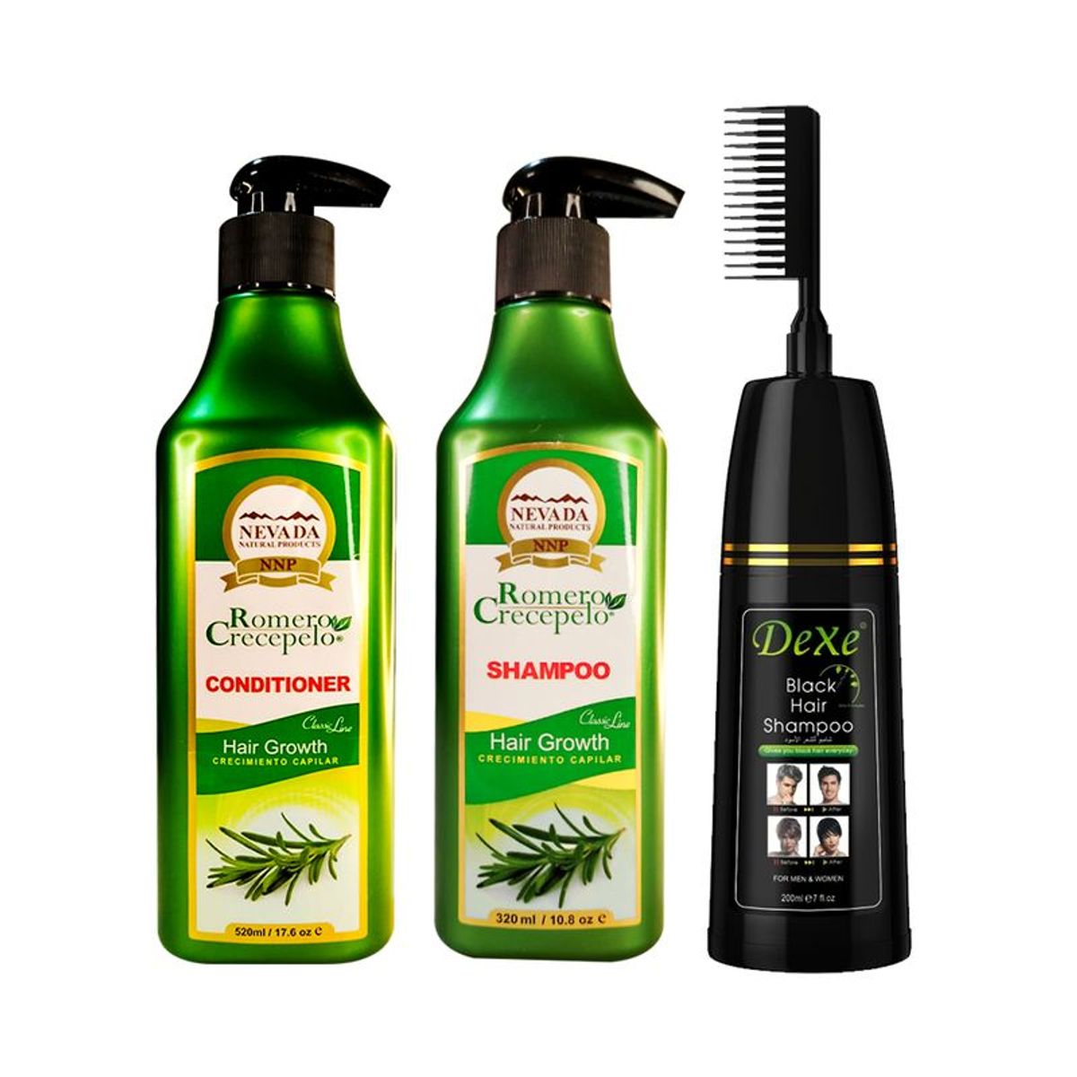 NEVADA NATURAL PRODUCTS - Shampoo Cubre Canas + Shampoo Romero Crecepelo + Acondicionador