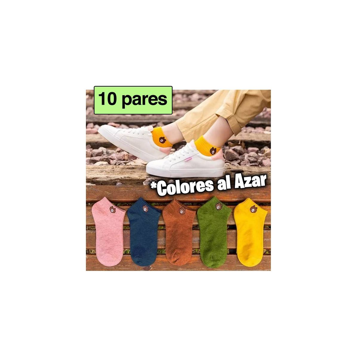 GENERICO - MEDIAS KAWAI PACK X10 PARES OSITO