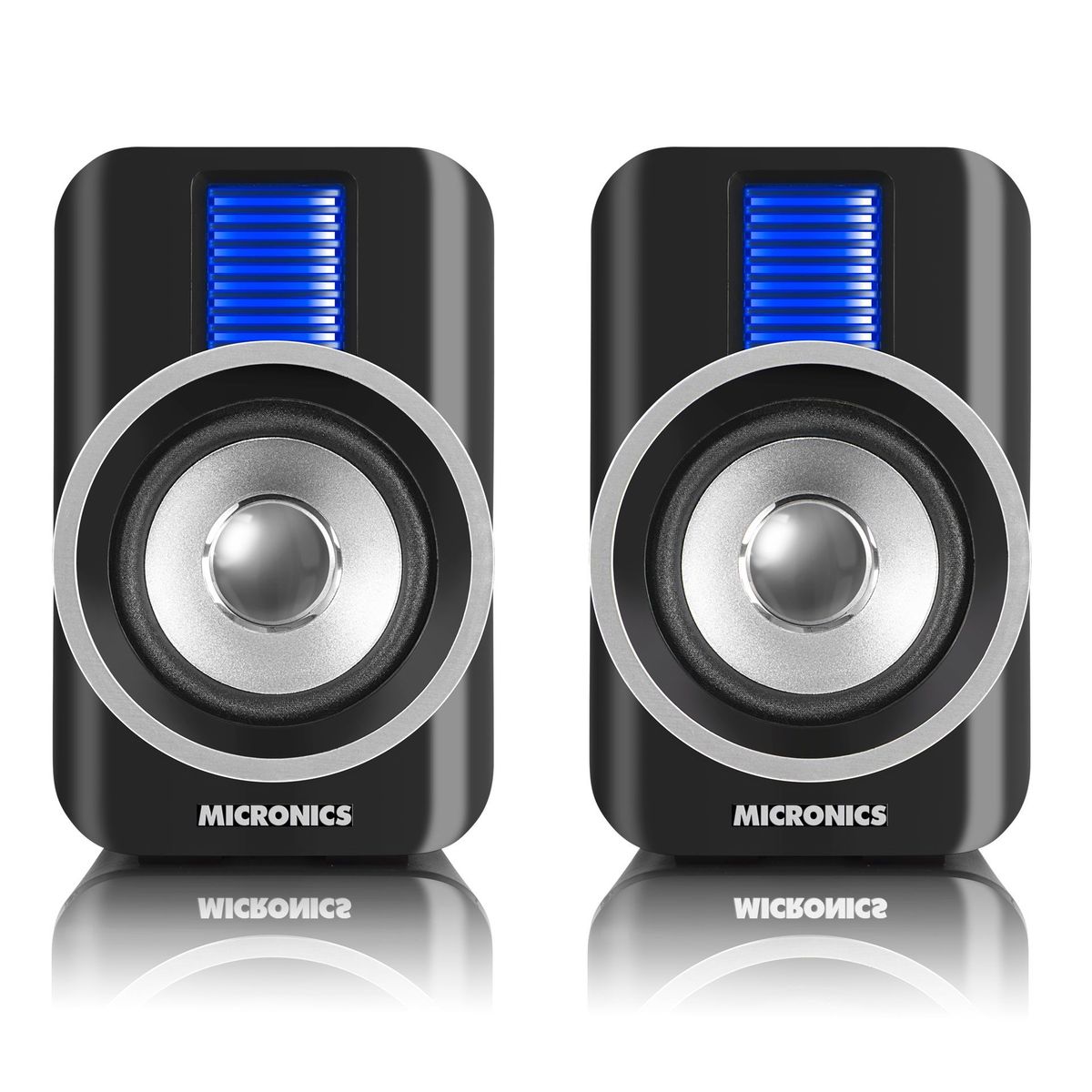 MICRONICS - PARLANTE GAMER 2.0 BOSS BLACK S302 USB 3" MICRONICS LED Azul