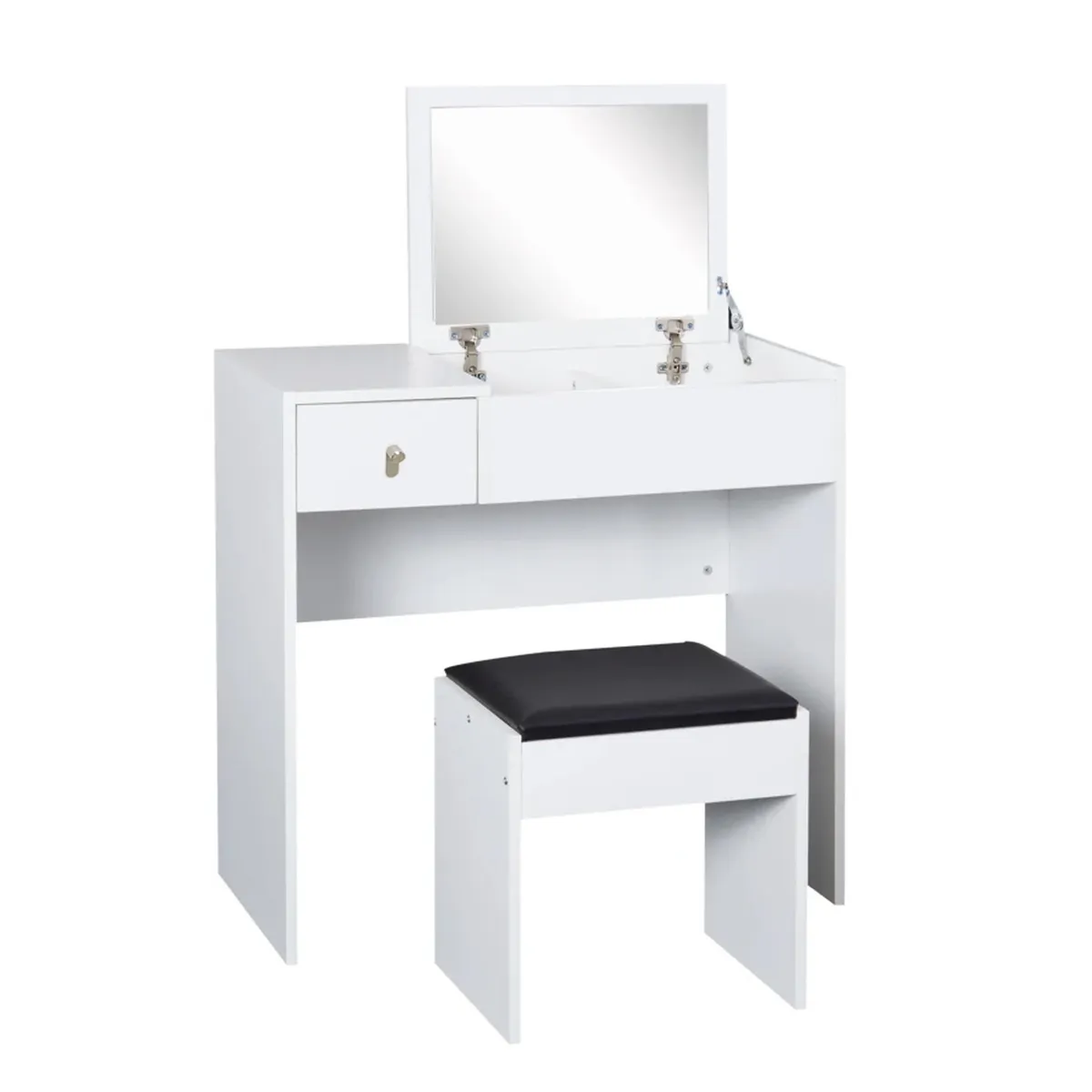 GENERICO - Escritorio Tocador Plegable Blanco 90cm + Silla  Melamina