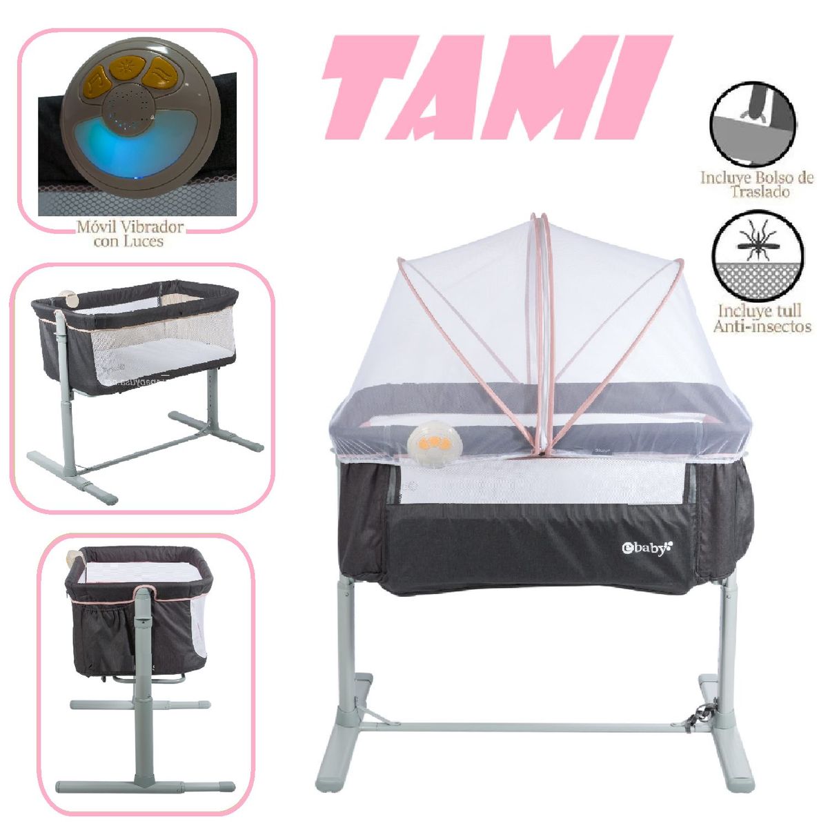 EBABY - Ebaby Cuna Colecho Tami EB756 -Rosa