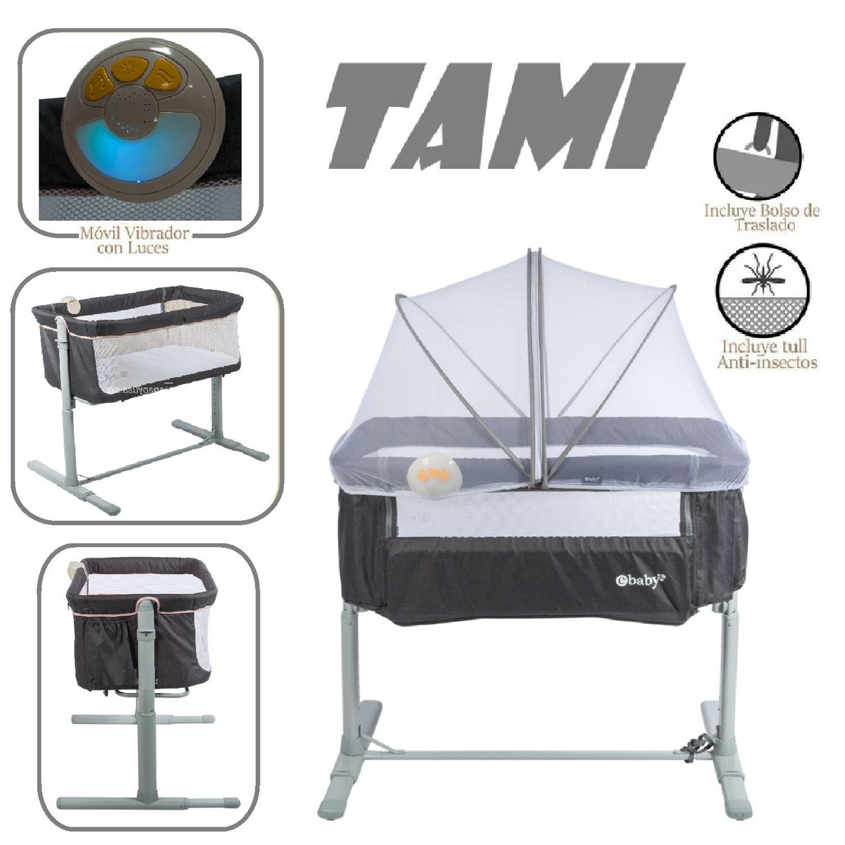 EBABY - Ebaby Cuna Colecho Tami EB756 -Plomo