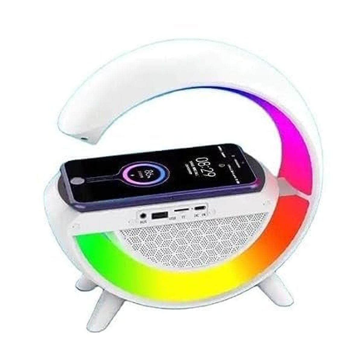 GENERICO - SPEAKER G CON LUZ RGB Y RADIO FM USB BLANCO