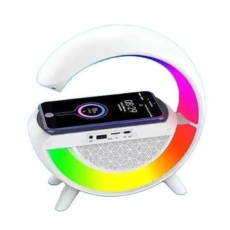 GENERICO - SPEAKER G CON LUZ RGB Y RADIO FM USB BLANCO