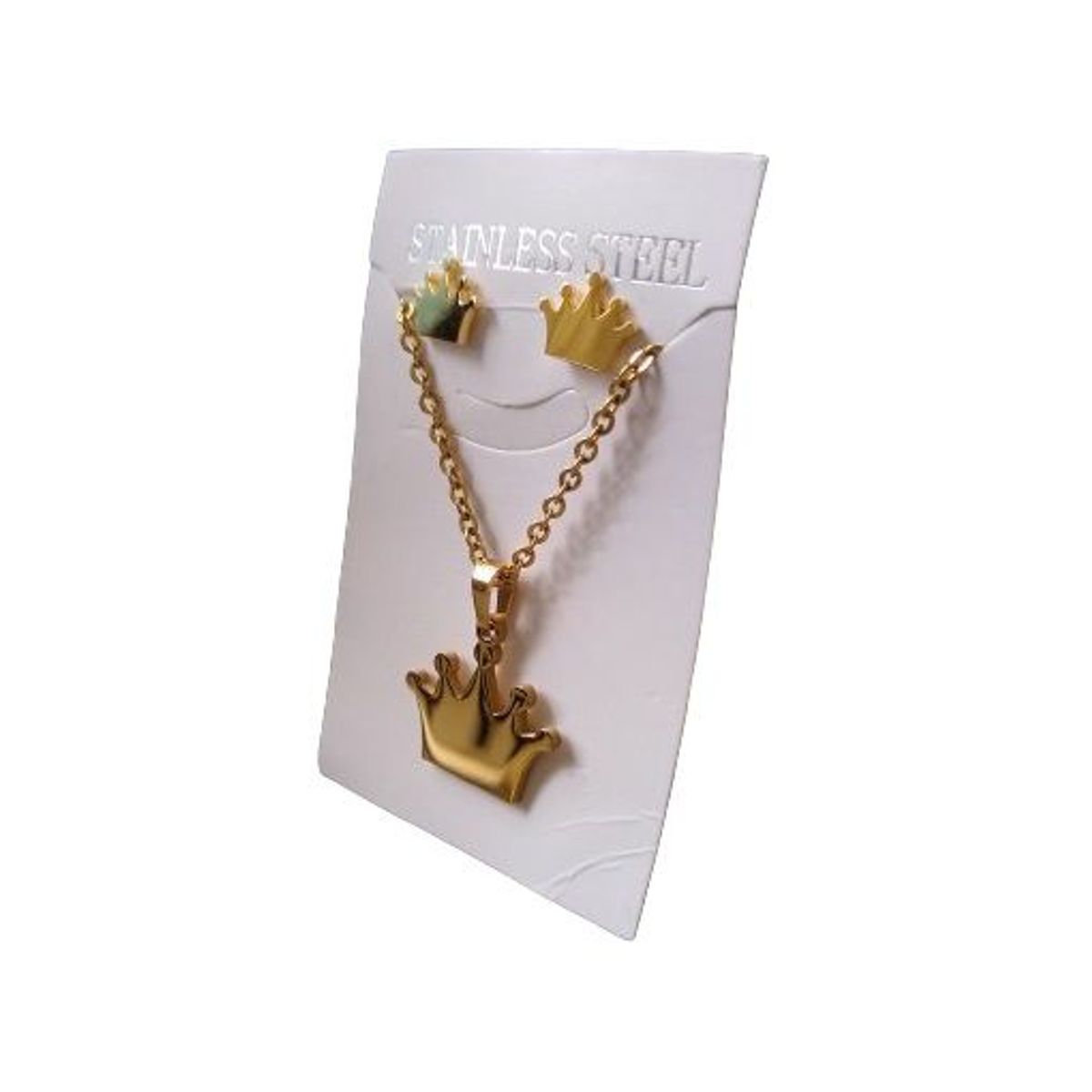 GENERICO - Set collar y aretes reina corona dorada