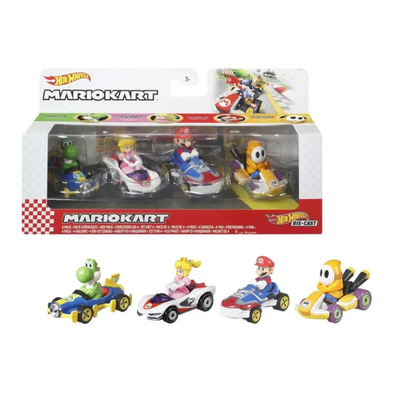 HOT WHEELS - Hot Wheels Mario Kart Pack 4 Vehiculos Modelo A
