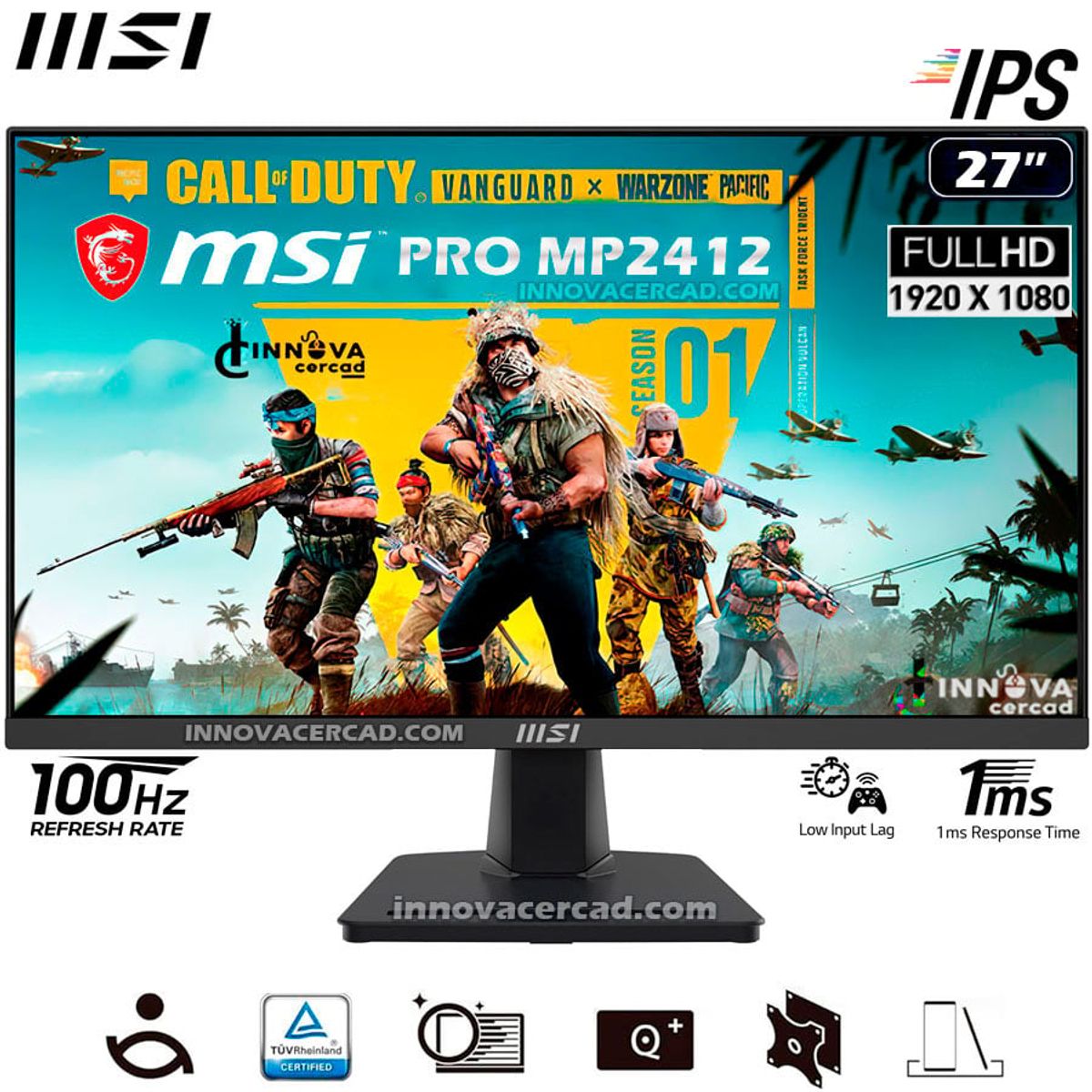 MSI - Monitor MSI PRO MP275 27 FHD 1920 x 1080 IPS 100Hz 1MS altavoz