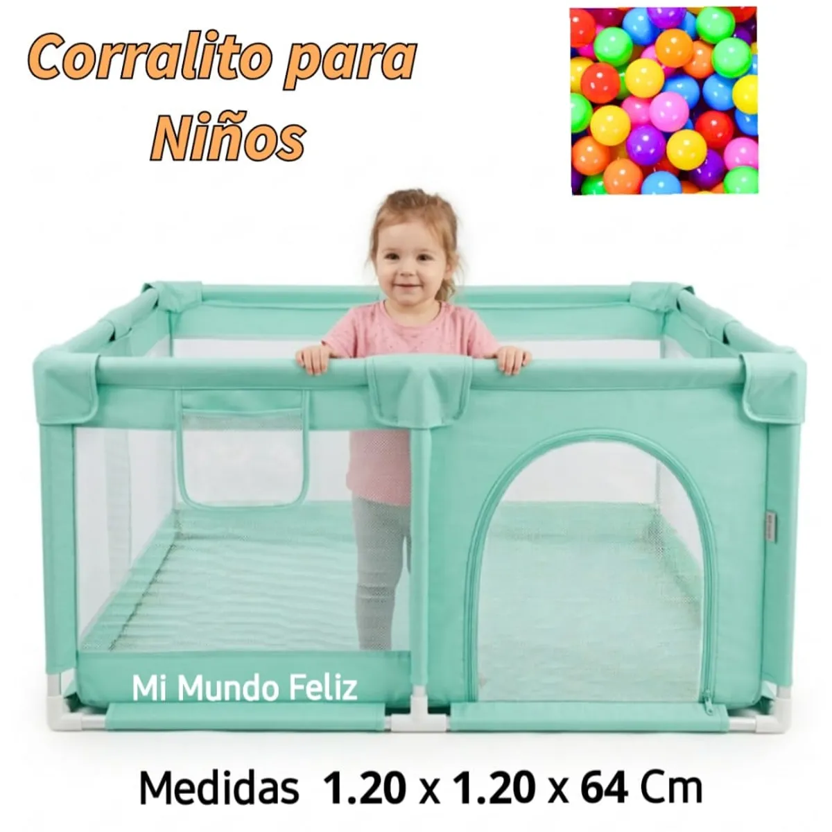 GENERICO - Corralito Infantil de Tela Cuadrado SKy