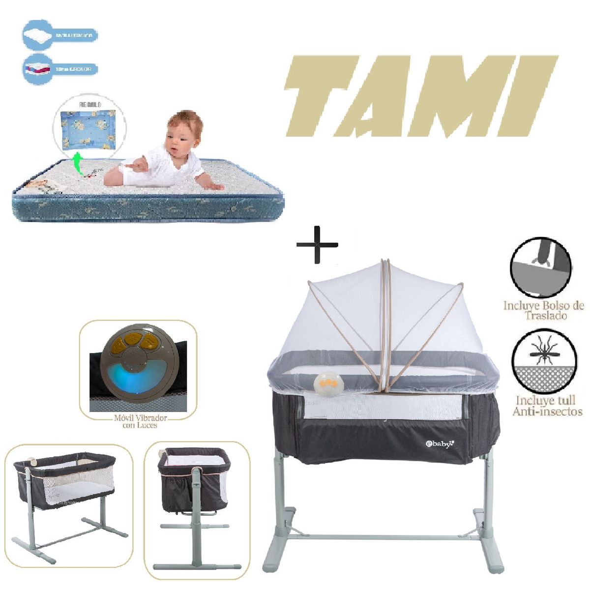 EBABY - Ebaby Cuna Colecho Tami EB756-Colchon A -Beige