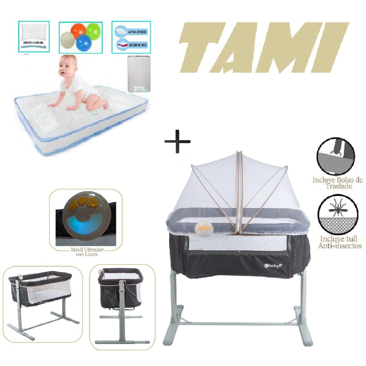 EBABY - Ebaby Cuna Colecho Tami EB756-Colchon C -Beige