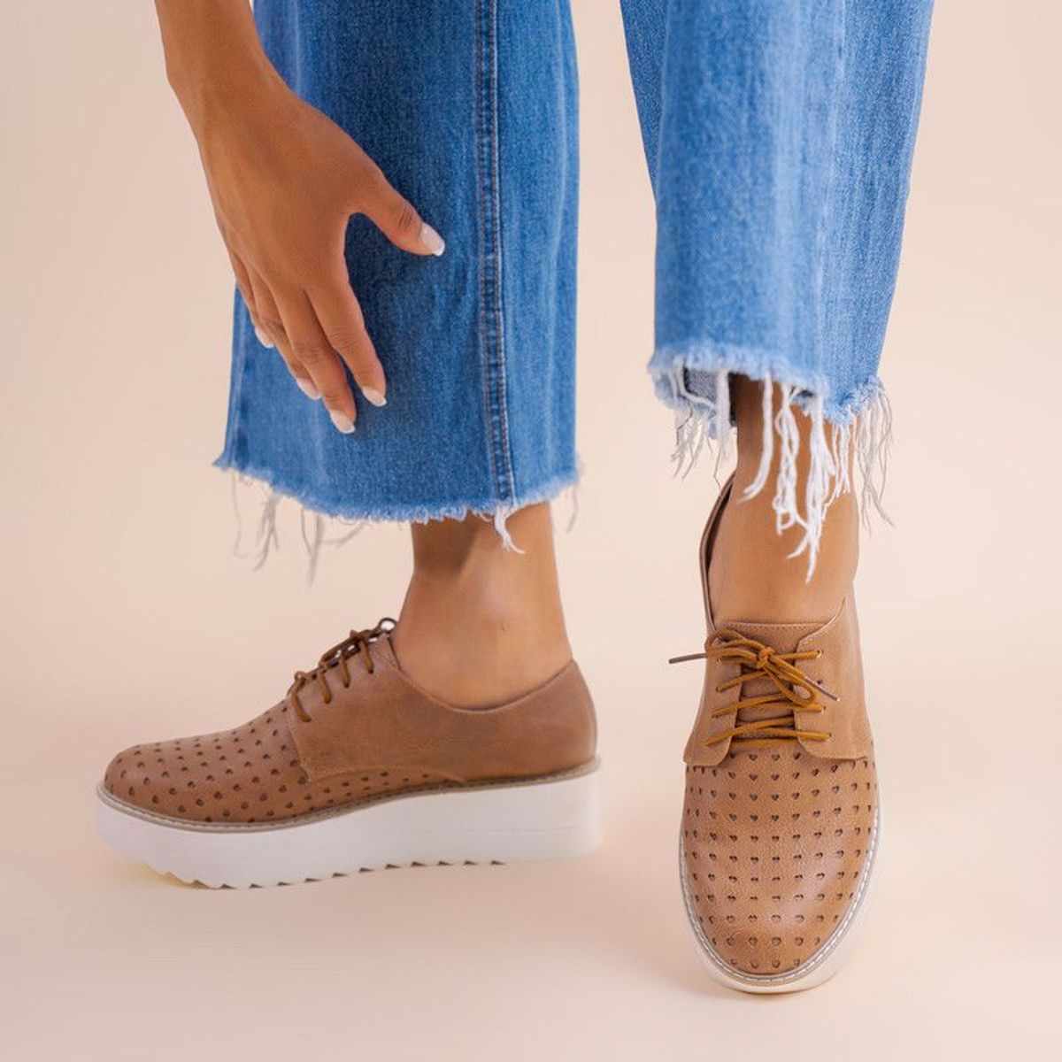 KAWKI - ZAPATOS DE MUJER DERBY AMOR CAMEL