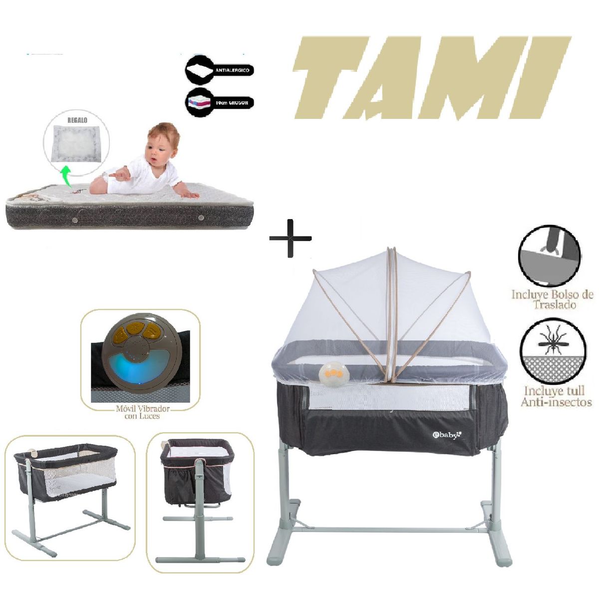 EBABY - Ebaby Cuna Colecho Tami EB756-Colchon P-Beige