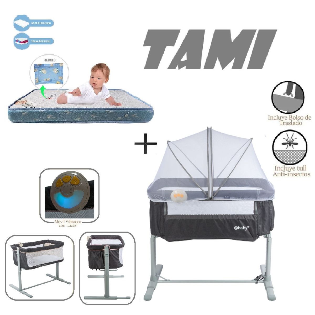 EBABY - Ebaby Cuna Colecho Tami EB756-Colchon A-Plomo
