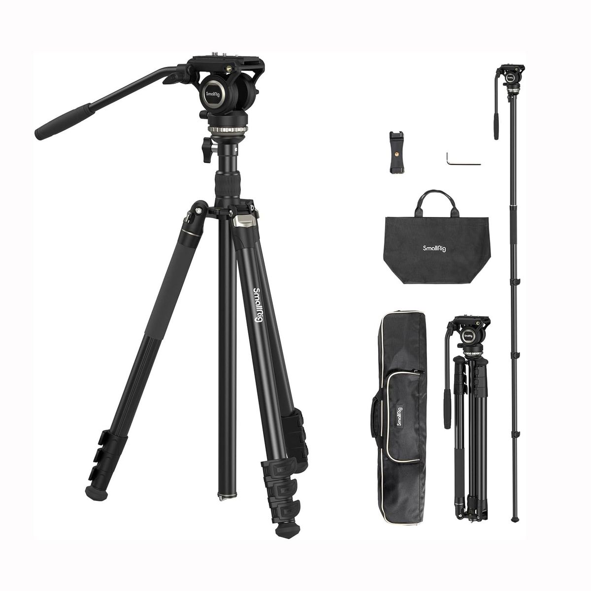 GENERICO - Trípode Monopie SmallRig CT210 de Cabezal Fluido Cámaras Hasta 6Kg