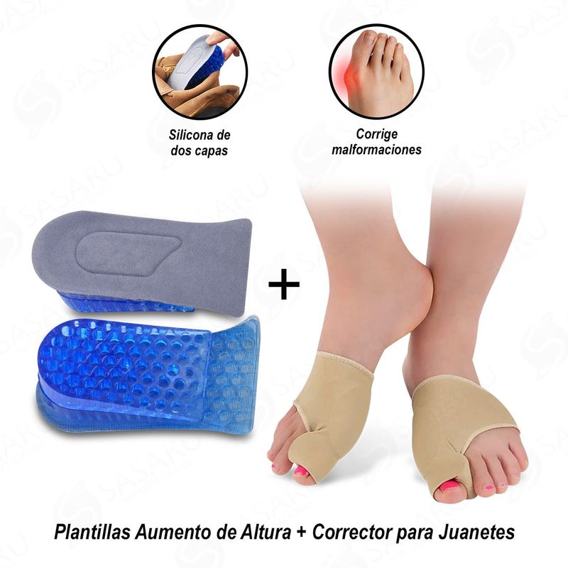 SASARU - Plantillas Aumento de Altura + Corrector Gel para Juanetes