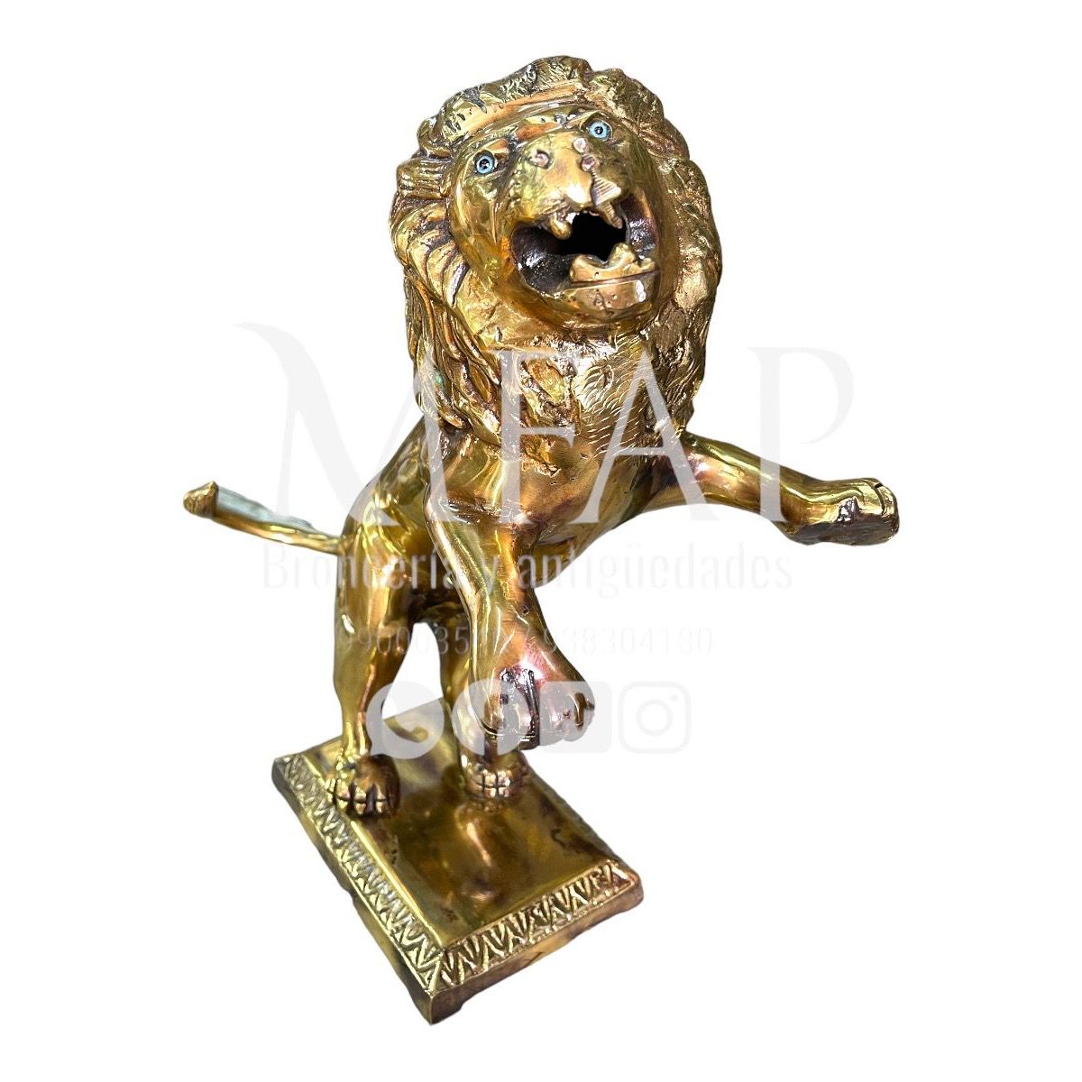 MFAP BRONCERIA Y ANTIGUEDADES - León con base escultura en bronce