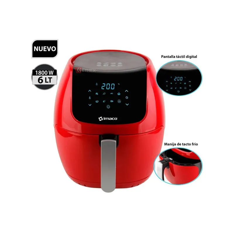 IMACO - FREIDORA DE AIRE IMACO DIGITAL 6L 1800W AF6018 ROJO
