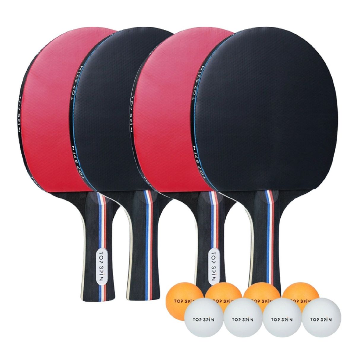 TOP SPIN - Set 4 Paletas 8 Pelotas