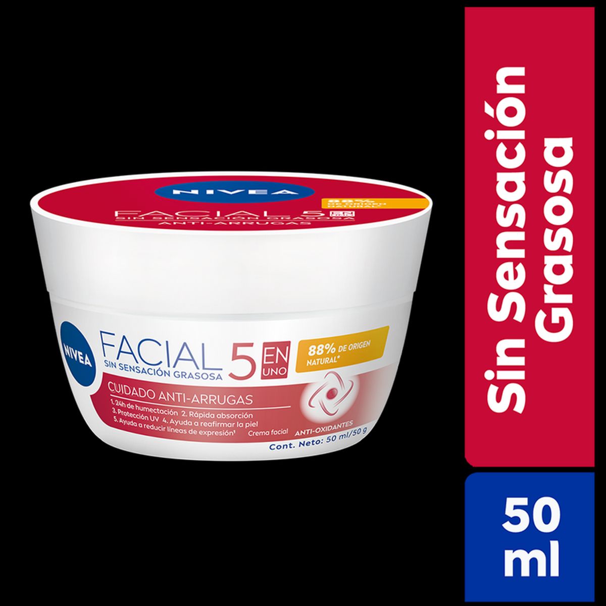 NIVEA - NIVEA Crema Hidratante Facial 5 en 1 Cuidado Anti-Arrugas 50ML