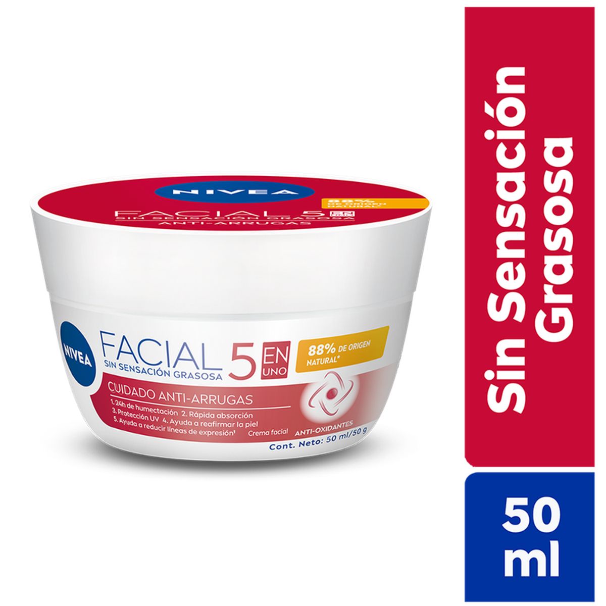 NIVEA - NIVEA Crema Hidratante Facial 5 en 1 Cuidado Anti-Arrugas 50ML