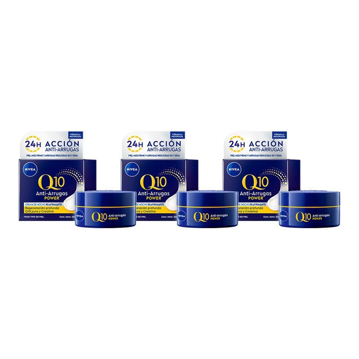 NIVEA - NIVEA Q10 Plus Crema Antiarrugas Noche 50ML x3
