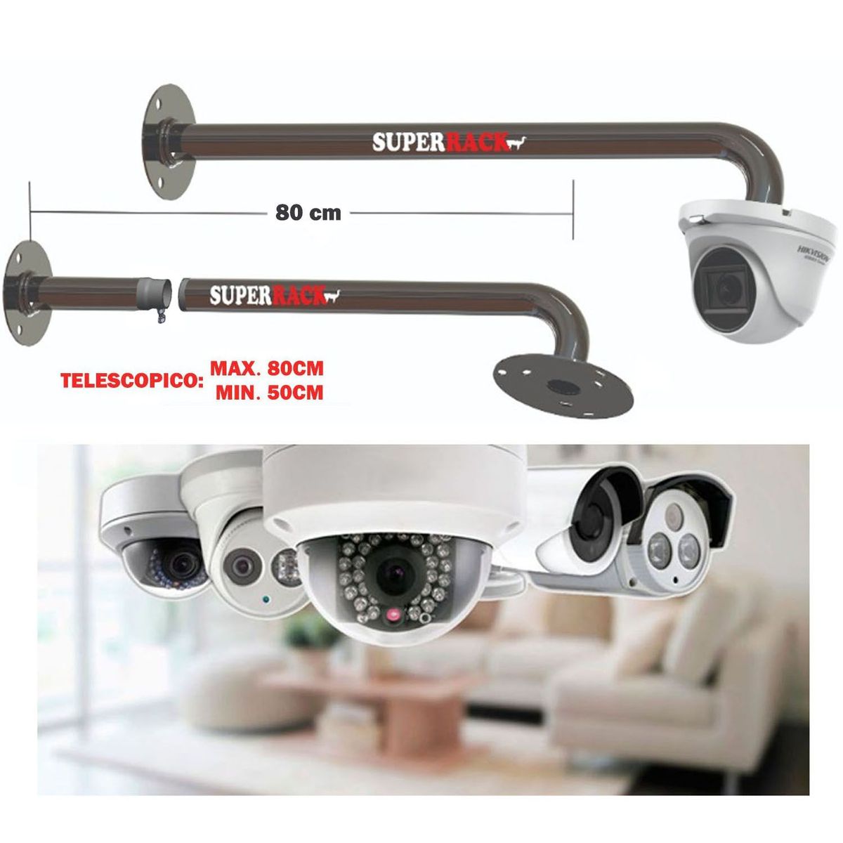 SUPER RACK - Rack Para Cámara de Seguridad Domo 80 cm de distancia