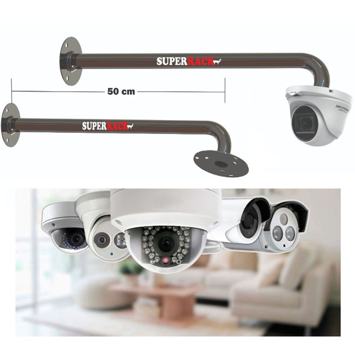 SUPER RACK - Rack Para Cámara de Seguridad Domo 50 cm de Distancia