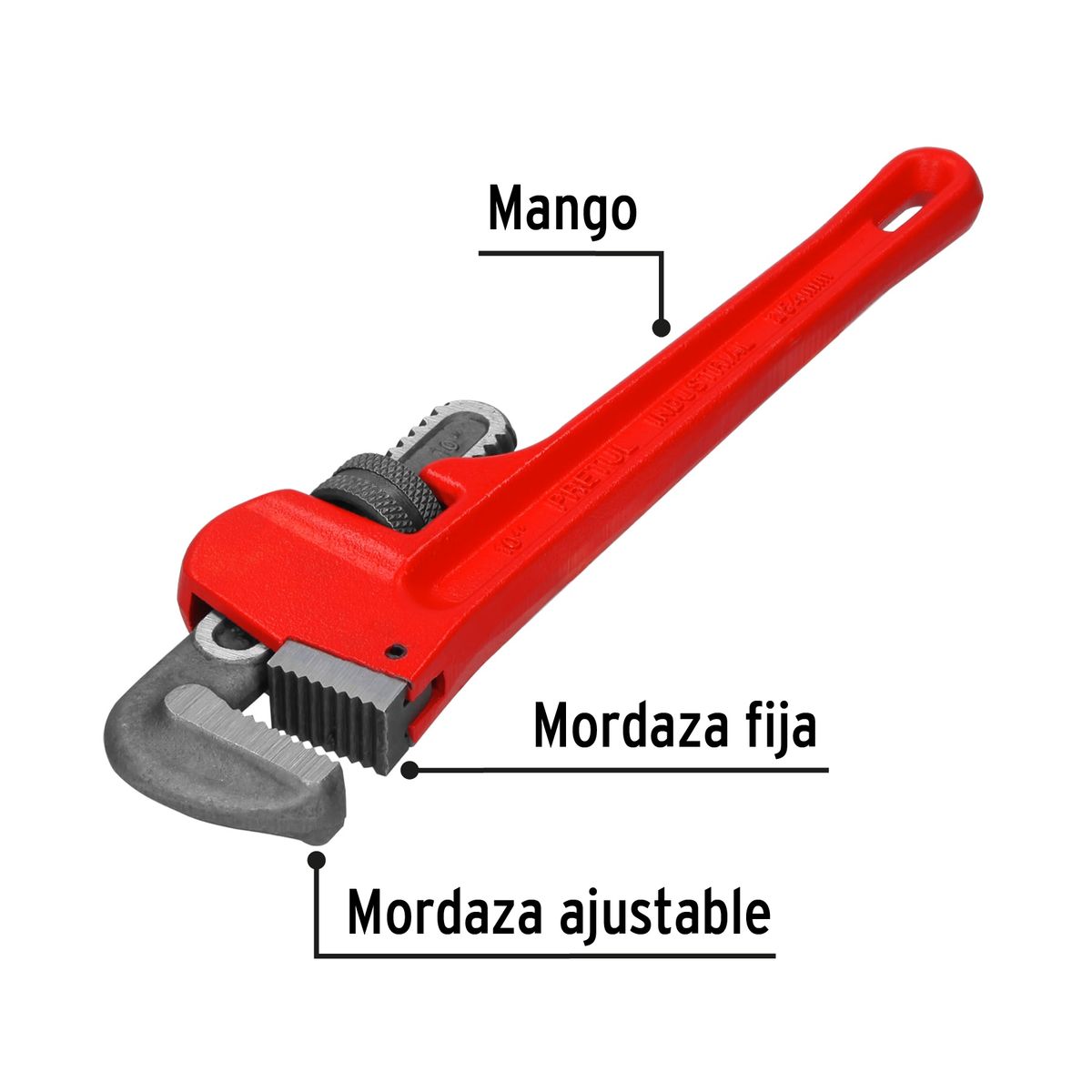 PRETUL - Llave stilson 10 cuerpo de hierro maleable COD 22011