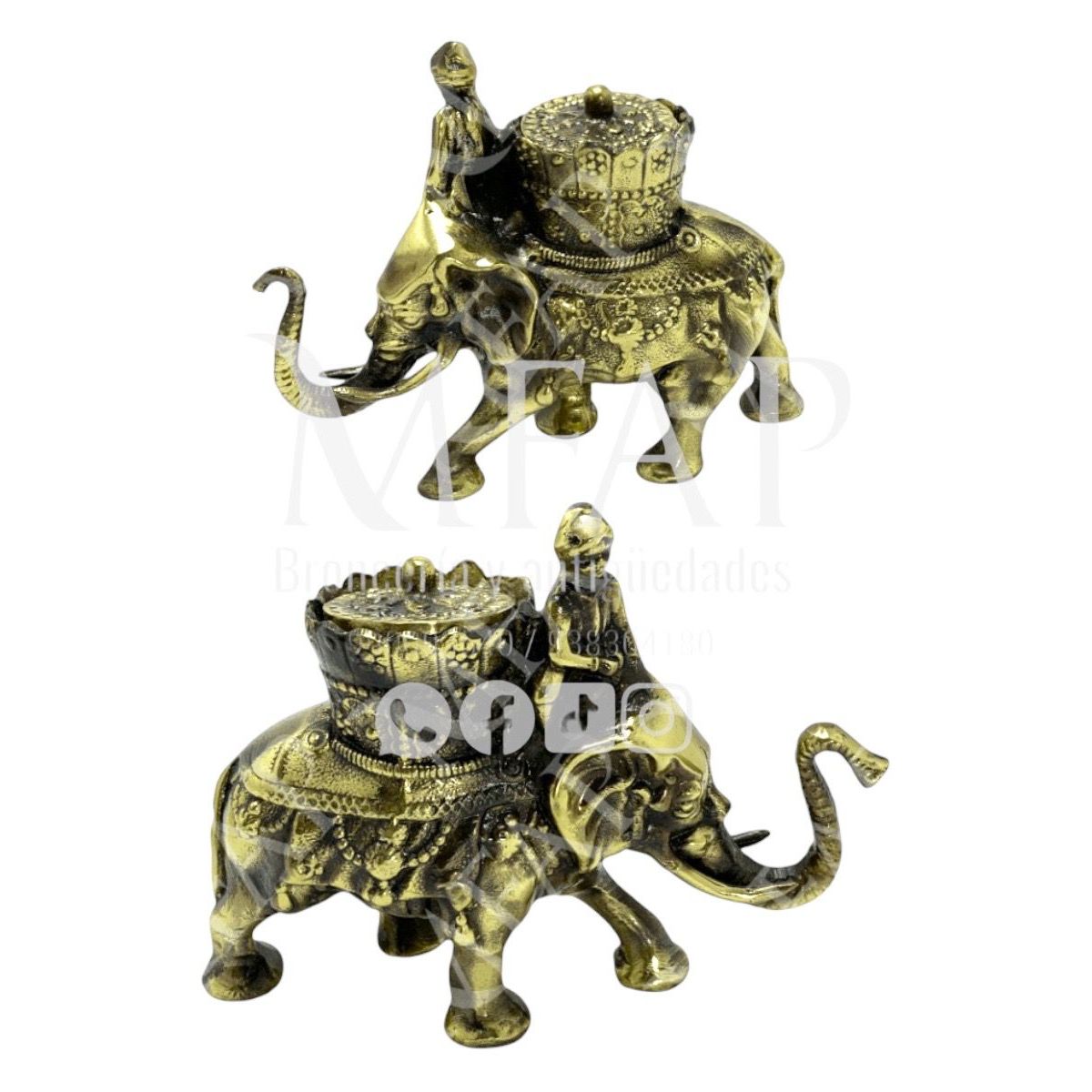 MFAP BRONCERIA Y ANTIGUEDADES - Elefante Hindu en bronce - mediano