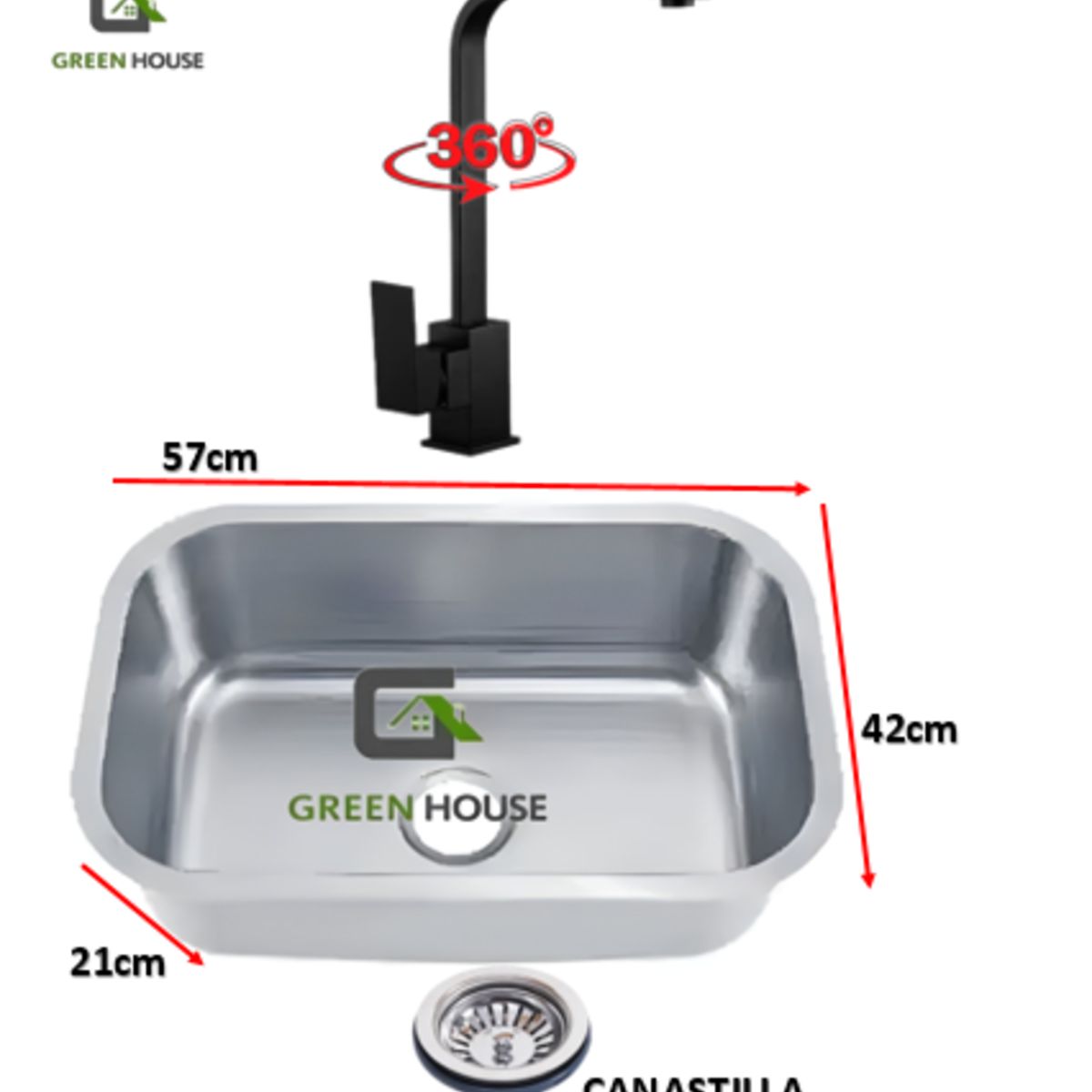 IMPORTADO MC - COMBO DE LAVADERO FREGADERO CRO59 ACERO MAS GIRATORIA 360 GRADOS