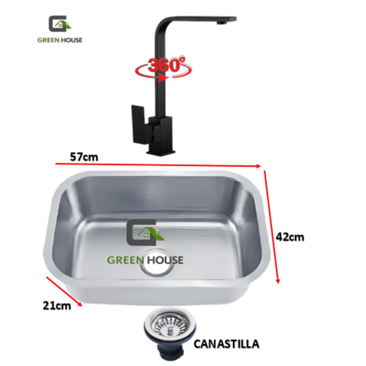 IMPORTADO MC - COMBO DE LAVADERO FREGADERO CRO59 ACERO MAS GIRATORIA 360 GRADOS