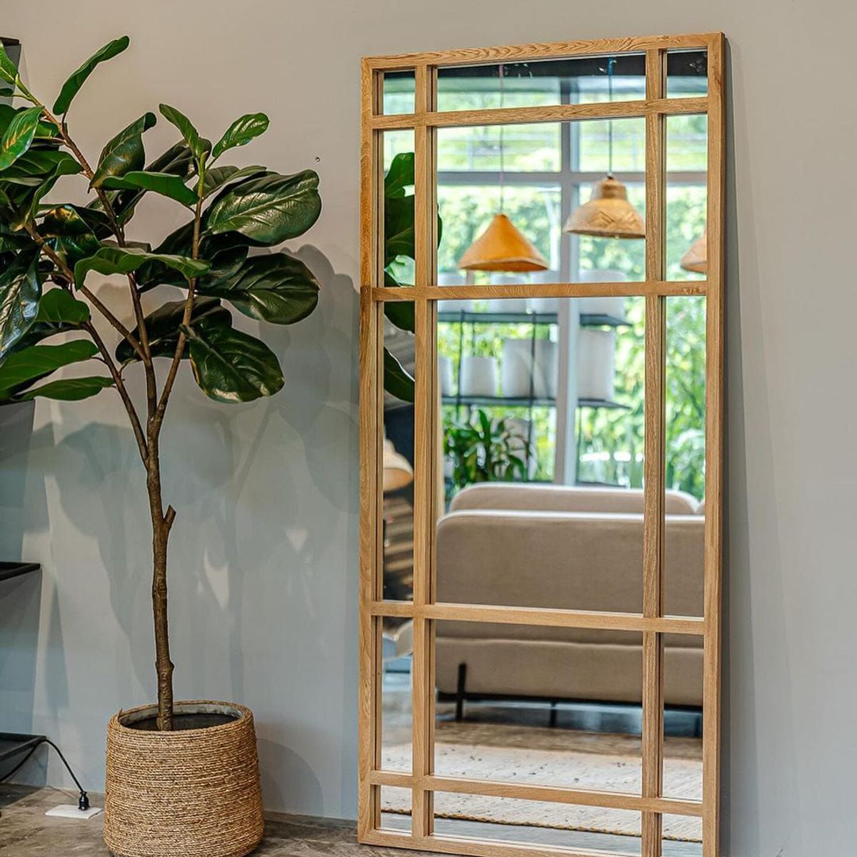 GENERICO - Espejo Estilo Ventana con Marco de Madera