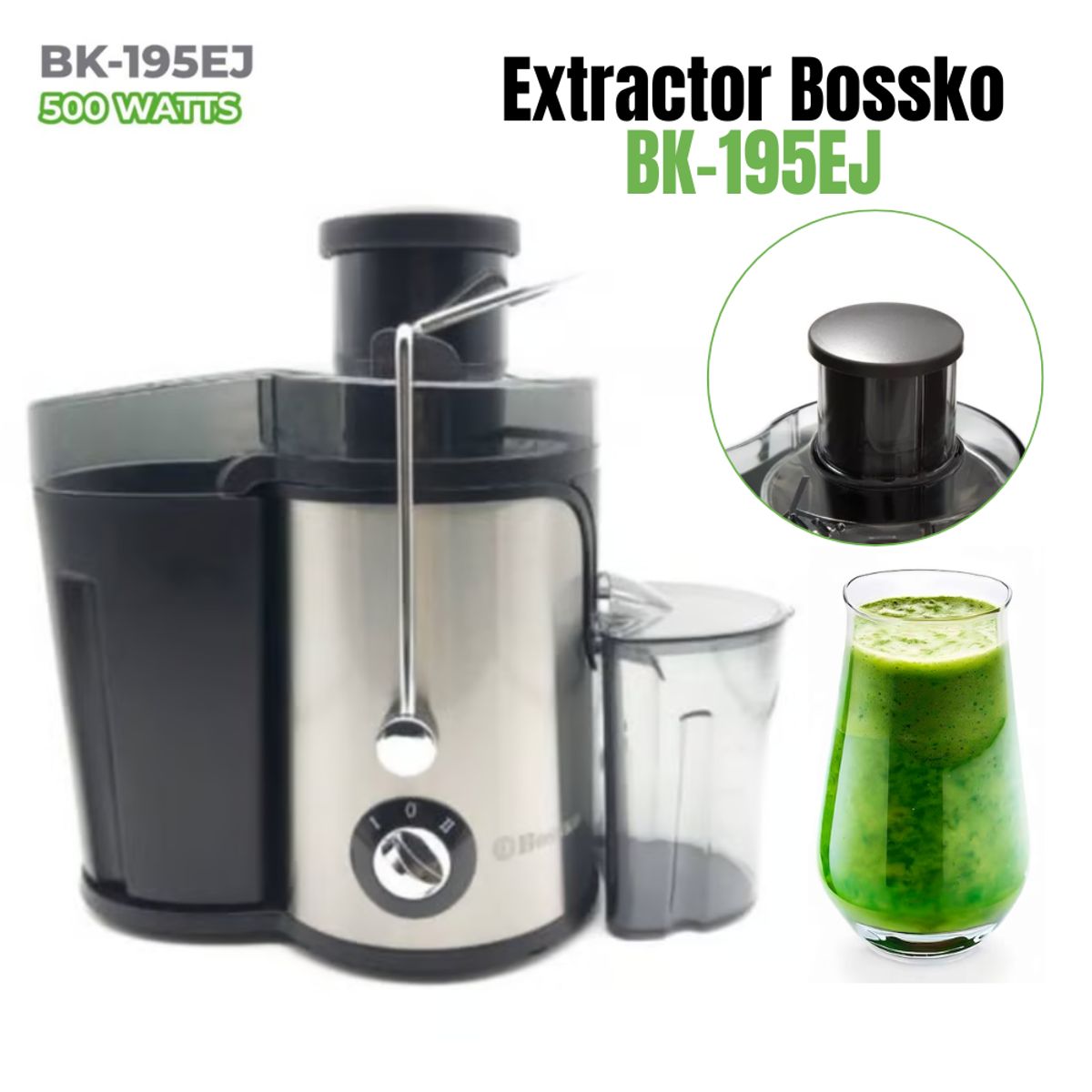 BOSSKO - Extractor De Jugos Bossko de 500 W BK-195EJ